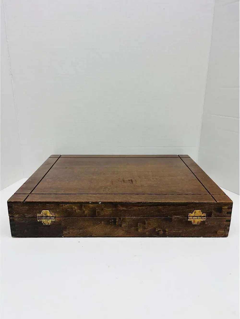 Naken's Brown Silverware Chest Tarnish Proof Cloth Lining Red 14.5x11x3